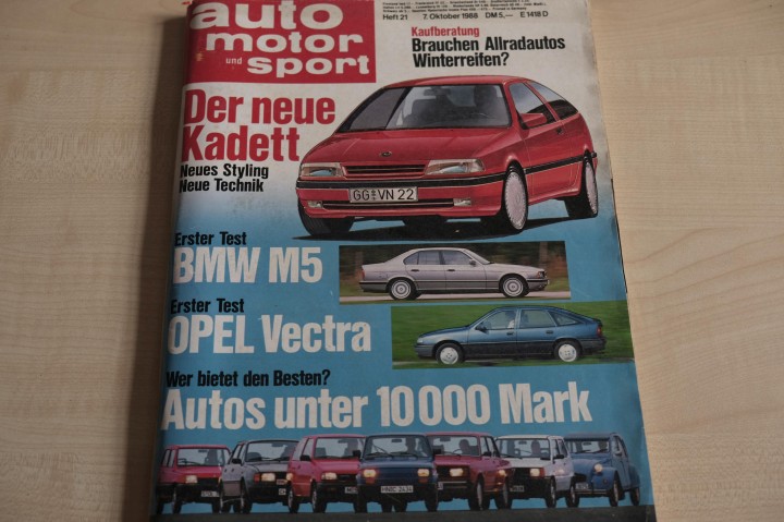 Deckblatt Auto Motor und Sport (21/1988)